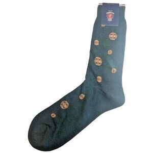 Punto Italian Mens Dress Socks Egyptian Cotton Green Patterned Polka Dots 10-13